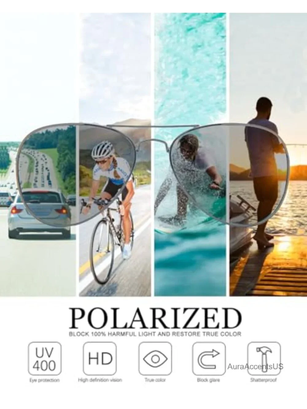 Polarized Aviator Sunglasses UV Protection Full Frame Classic Driving